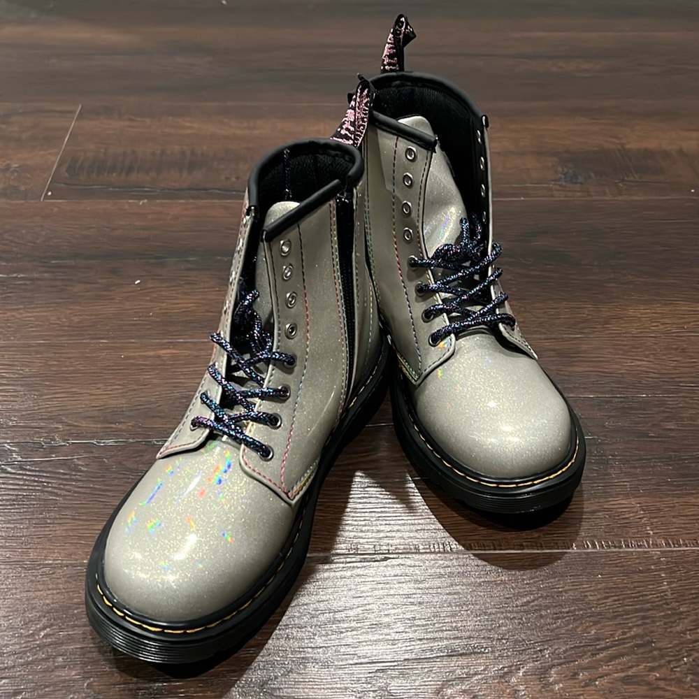 Dr. Martens Doc Silver Rainbow Combat Boots
